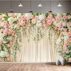 10X8FT Wedding Photography Backdrop Pink Flower Floral Bridal Backdrop Anniversary Ceremony Wall Background Flower Girl Birthday Party Decorations Baby Shower Banner Mother's Day Photo Booth Props - Image 5