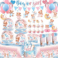Xynic 206Pcs Bear Gender Reveal Decorations Tableware Set, Serves 25 by Unknown