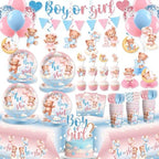Xynic 206Pcs Bear Gender Reveal Decorations Tableware Set, Serves 25 by Unknown