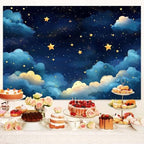 8 x 6 ft Blue Galaxy Starry Sky Stars Backdrop Night Sky Cloud Flash Stars Children Kids Birthday Baby Shower Party Banner Newborn Baby Child Portrait Decorations Photo Props - Image 5