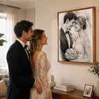 callie Custom Wedding Sketch Portrait Canvas from Photo, Personalized Canvas Picture Poster Wall Art Decor, Customized Gifts for Newlywed Couple, Bride, Groom - Image 2
