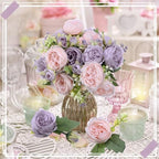 8 Bundles Artificial Peony Centerpiece Flowers,Pink, Purple - Image 5