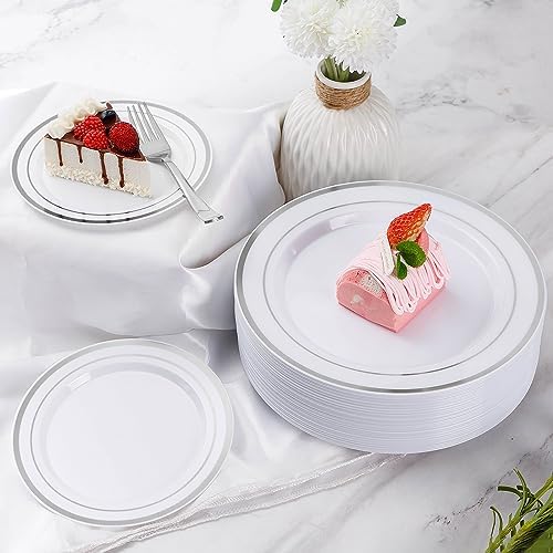 Goodluck 150 Pieces Silver Disposable Plates for 25 Guests - Image 2