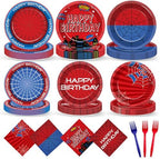 200PCS Spider Birthday Party Supplies Super Theme Paper Plates and Napkins Spider Web Disposable Tableware Set Red and Blue Hero Plates for Birthdays Baby Shower Movie Fans Party Decorations by WelcometoMinFyberd