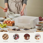 Pack of 10 Cake Boxes with Window (9.84" x 9.84" x 3.93") - Ideal for Bakery, Cookie and Donut - White Leather - Image 5