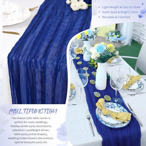 Showgeous 20 Pack Royal Blue Cheesecloth Table Runner, 17 x 108 Inches - Image 5