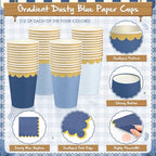 Mimorou 338 Pcs Dusty Blue Plates Napkins Cups Flatware Set - Image 4