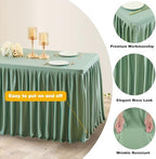 Wish Care Sage Green Table Clothes for Rectangle Tables 6ft, Wrinkle Resistant Fitted Table Cloth with Pleated Ruffle Skirts for Banquet Wedding Baby Shower Folding Tables - Image 4