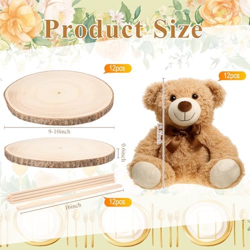 Canlierr 12 Set Bear Centerpieces Khaki, 23-26in Wooden Rounds with Stick - Image 2