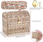 ELLDOO Crystal Wedding Card Box with Heart Lock, Vintage Money Card Box Treasure Chest Style Gold Gift for Wedding Receptions, Centerpiece Decor, Anniversary Keepsake, Gift, Small Size - Image 5