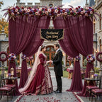 20ft×10ft Wrinkle Free Burgundy Backdrop Curtain Drapes, 4 Panels 5ftx10ft Sheer Tulle Chiffon Backdrop Panels Curtains for Wedding Baby Shower Birthday Party Stage Photo Home Decorations - Image 6
