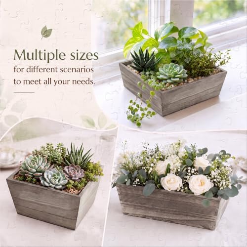 Dandat 8 Set 10 Inch Wooden Flower Box Rustic Table Centerpieces,Brown - Image 5
