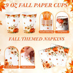 Honeydak 210 Pcs Fall Pumpkin Paper Plates Napkins for 30 Guests - Image 5