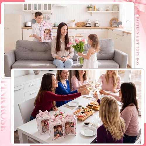Eaasty 24 Pcs Pink Floral Gift Boxes with Window 9.8 x 7 x 5.1 Inch - Image 4