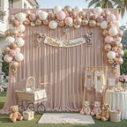 20ft×10ft Wrinkle Free Taupe Backdrop Curtain Drapes, 4 Panels 5ftx10ft Sheer Tulle Chiffon Backdrop Panels Curtains for Wedding Baby Shower Birthday Party Stage Photo Home Decorations - Image 2