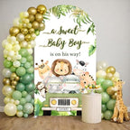 7.2ft Safari Baby Shower Arch Backdrop Cover,Jungle Cartoon Animals Palm Leaves A Sweet Baby Boy is On His Way Arch Covers Backdrop for Boys Baby Shower Party Banquet Decorations by CkihgennDecors