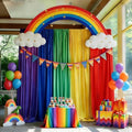 10x7FT Rainbow Backdrop Curtains, Wrinkle-Free Colorful Pastel Fabric Photography Background with Rod Pockets, Vibrant Party Decor for Birthday, Wedding, Baby Shower, Fiesta & Graduation by Gewonelife