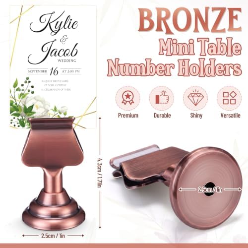 Kathfly 24 Pcs Table Number Holders Metal Place Card Clip,Antique Copper - Image 2