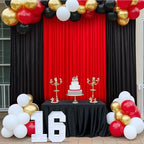 10×10 FT Black Red Backdrop Curtains for Parties, 4 Panels 2.5×10ft Wrinkle Free Soft Polyester Drapes for Backdrop Decor Themed Party Baby Shower Photo Background Curtain - Image 6