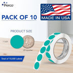 Perco Teal Perforated Round Circle Dot Sticker 1-Inch Labels — 10 Rolls, 10,000 Stickers - Planner Stickers, Office Organization & Modern Labeling, Strong Adhesive - Made in USA - Image 2