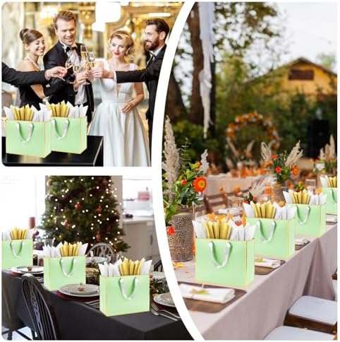 Addblu 24 Pack Light Green Large Gift Bags with Handles & 72 Tissue Papers - Image 4