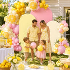 FYSUIMU 3 Pcs Pink Yellow Arch Backdrop Covers Pastel Stretchy Spandex Arch Stand Fabric Cover for Summer Lemon Wedding Birthday Baby Bridal Shower Party Decoration (4ft/5ft/6ft) - Image 6