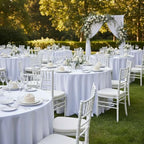 Fitable 6 Pack White Round Tablecloths 120 Inch for 48"-96" Tables - Image 2