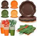 192Pcs Fall Party Plates and Napkins Set Party Supplies for Thanksgiving by CENLBJ