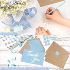 600 Pcs Light Blue Thank You Cards Bulk with Kraft Envelopes and Stickers 4x6 Inch Blank Thank You Notes Box Set Minimalistic Design for Business Wedding Baby Shower Graduation Bridal Shower Birthday - Image 6