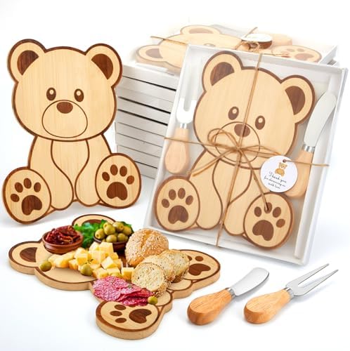 Ziliny 12 Set Baby Shower Prize Bear Shaped Cheese Board Gift, Bamboo Color by Ziliny