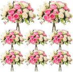 Geosar 8 Bundles Artificial Peonies Flowers,Pink, Champagne by Geosar