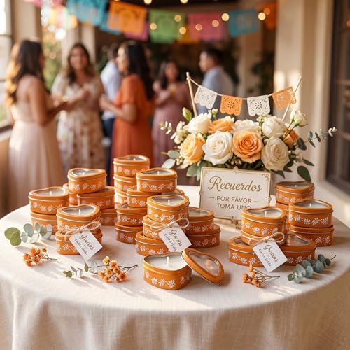 16 Pcs Cielito Lindo Party Candles Mexican Scented Candle in Tin Box Heart Shaped De Barro Floral Candle Box Cielito Lindo Party Favor Gift for Shower Making DIY Craft, Lavender Scented(Classic) - Image 4