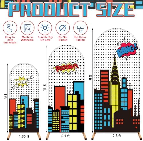 Moukeren 4-6ft Arch Backdrop Cover Spandex Stand, Hero Party - Image 4