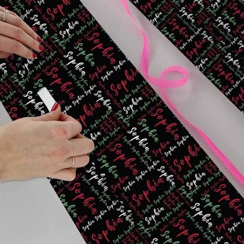 AOFUN Personalized Wrapping Paper with Name/Text Wrapping Paper Roll with Printed Name Christmas Wrapping Supplies Valentines Paper 3 Rolls 58" x 23" - Image 4