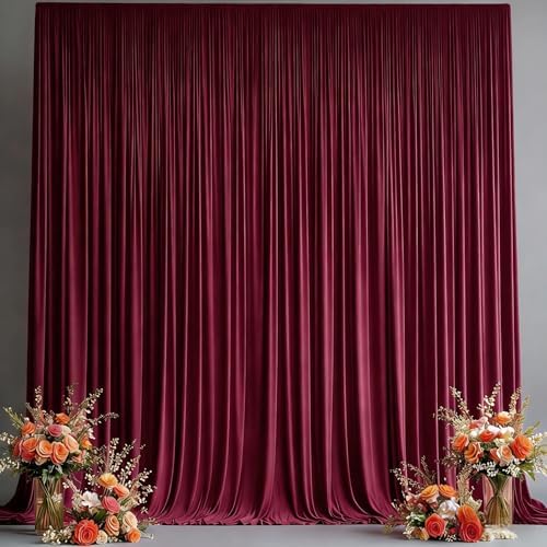 40x10FT Backdrop Curtains with Rod Pockets - Wrinkle Free Photo Stage Backdrop 8 Panels Curtains Drapes for Photography Wedding Party Baby Shower Decorations (Burgundy) by Unknown