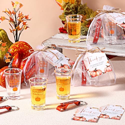 50 Sets Baby Shower Favors Shot Glasses Keychain Gifts, Pumpkin, Orange - Image 5