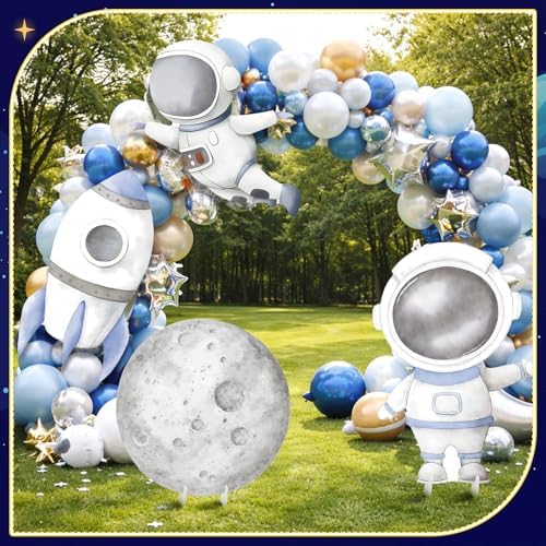 4 Pcs Large First Trip Around The Sun Decoration for Boy Birthday Space Party Cardboard Cutouts, Moon Astronaut Rocket Themed Standups for Baby Shower Photo Booth Backdrop Decor - Image 6