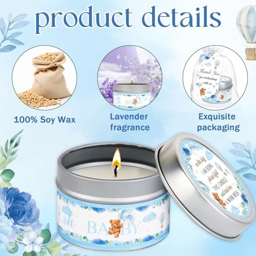 50Set Baby Shower Candle Party Favors Bear Lavender Scented Candles Bulk Favors for Guests Girl Boy Baby Shower Gender Reveal Party Gifts (Blue Bear) - Image 3