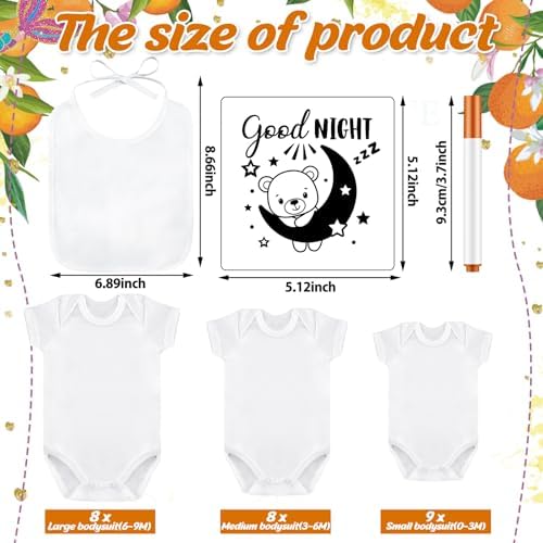 Panitay 100 Pcs White Baby Bodysuits Bibs Kit 25 Guests, Little Cutie - Image 4
