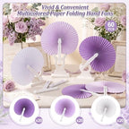 Mifoci 60 Pcs Purple 24 Pcs Round Paper Folding Fans Bulk for Party - Image 3