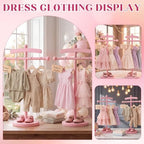 Marsui 2 Sets Wooden Baby Clothes Display Stand with 3 Hangers Plaque, Pink - Image 5