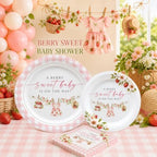 40 Guests Berry Sweet Baby Shower Plates and Napkins, Strawberry Party Set - Image 4