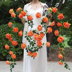 2Pcs 12Ft Bendable Flower Garland Faux Rose Vine for Home Decor,Orange - Image 5