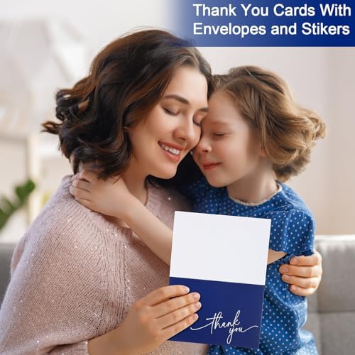Gueevin 200 Pcs Thank You Cards with Envelopes Stickers, 3.5x5", Navy Blue - Image 5