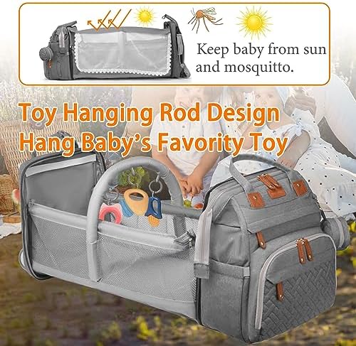 Astro alan Baby Diaper Bag with Changing Station, Waterproof Diaper Bag Backpack for Moms Dads with USB Charging Port, Baby Shower Gifts, Baby essentials,Grey - Image 2