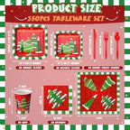 350 Pcs Christmas Paper Plates and Napkins Set Disposable Serve 50 - Image 3