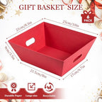 AFOROEOA 6 Pack Red Gift Baskets Empty, 10x8 Thick Paper Basket with 6 Clear Bags and 6 Pull Bows, Red Empty Gift Baskets for Christmas Valentine Wedding Birthday Holiday Party Wrapping - Image 2