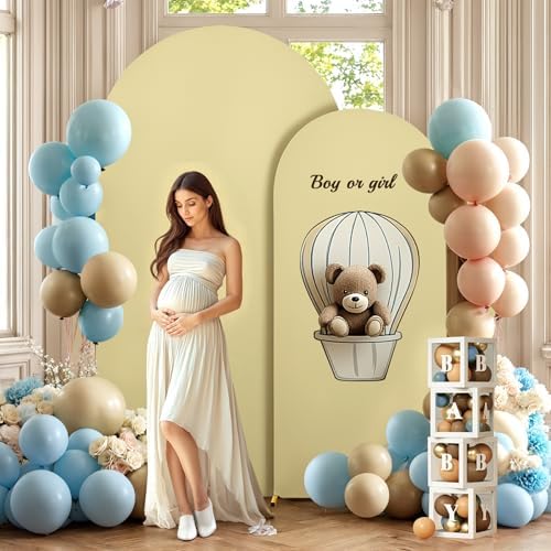 Khaki Arch Backdrop Cover 2 Set - 6.6FT, 5FT Spandex Fitted Wedding Arch Stand Covers Round Top Chiara Arch Backdrop Stands Cover for Birthday Parties Banquet Photo Background Decoration - Image 5