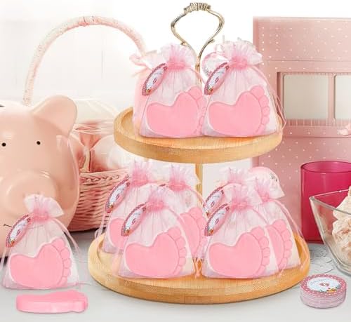 100 Sets Baby Shower Soap Favors, Baby Feet Scented Soap, Pink - Image 4