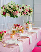 SoarDream Pink Sequin Tablecloth 90"x156" Baby Shower Glitter Table Cloth - Image 3